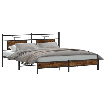 Bed Frame without Mattress Smoked Oak 183x203 cm Engineered Wood