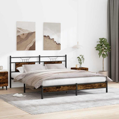 Bed Frame without Mattress Smoked Oak 183x203 cm Engineered Wood