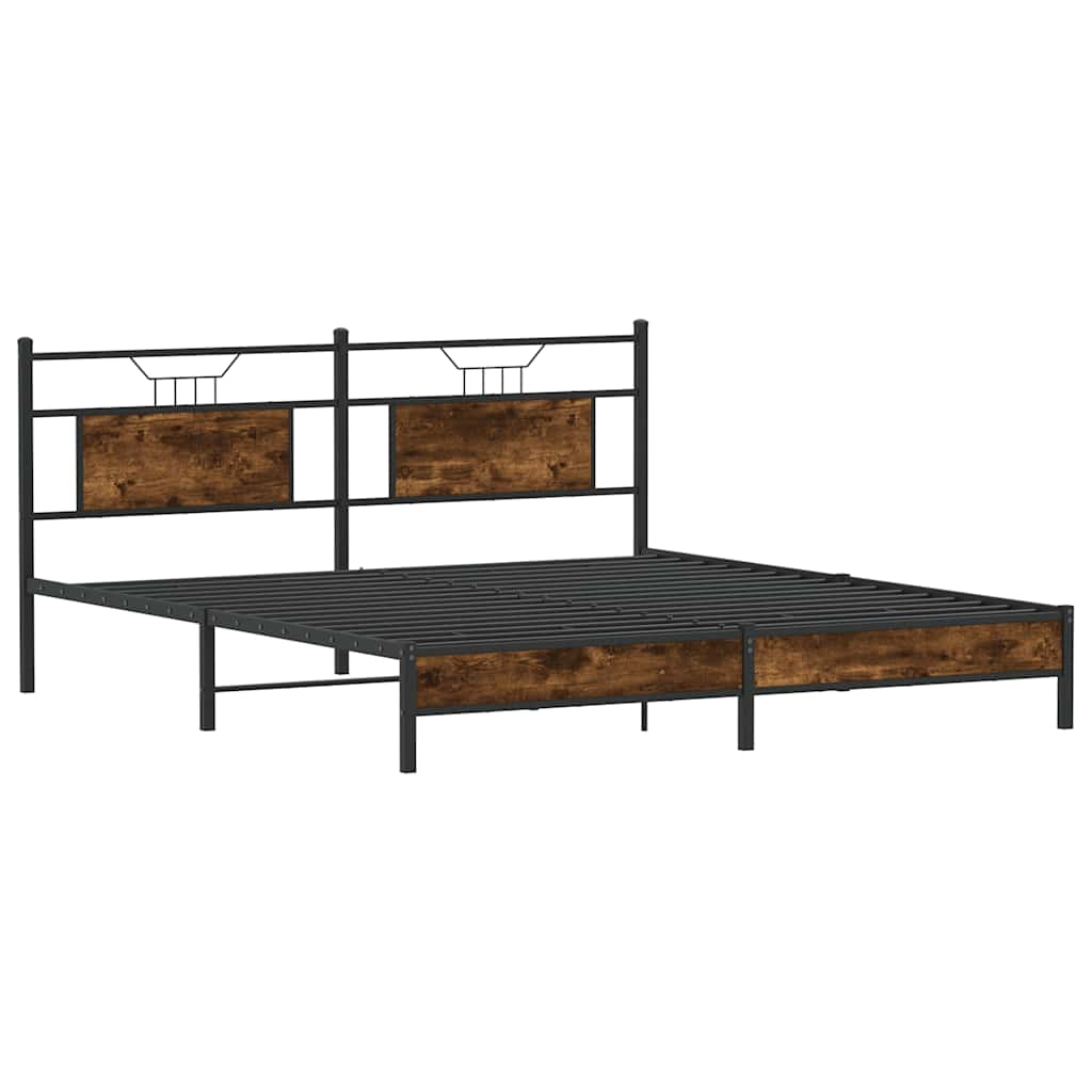 Bed Frame without Mattress Smoked Oak 183x203 cm Engineered Wood