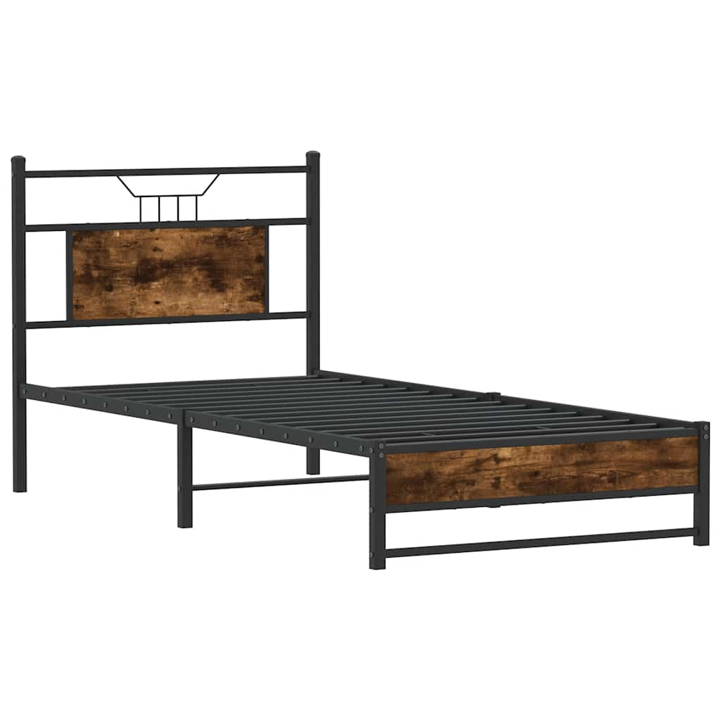 Bed Frame without Mattress Smoked Oak 75x190 cm Small Single Engineered Wood