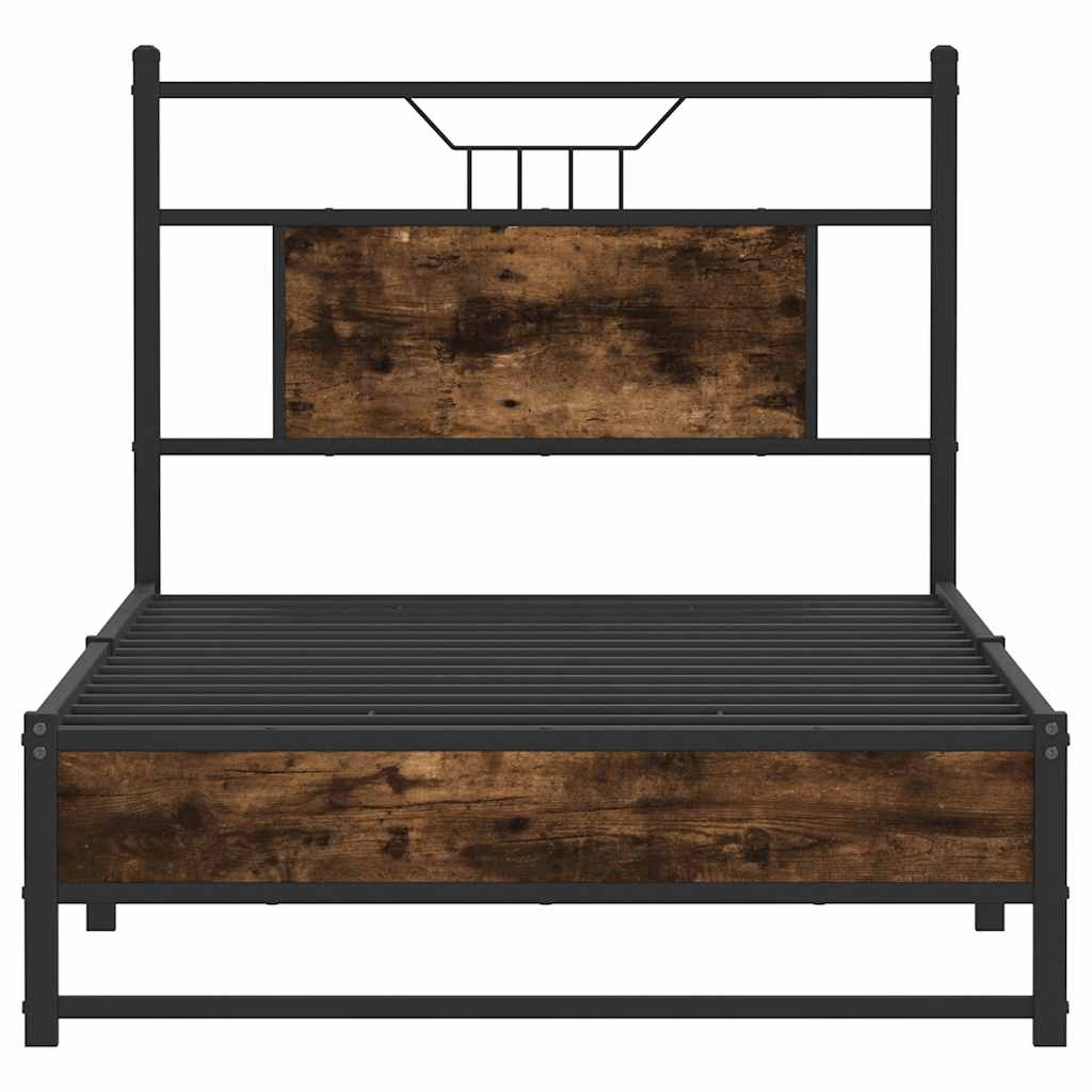 Bed Frame without Mattress Smoked Oak 75x190 cm Small Single Engineered Wood