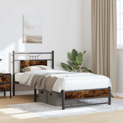 Bed Frame without Mattress Smoked Oak 90x200 cm Engineered Wood