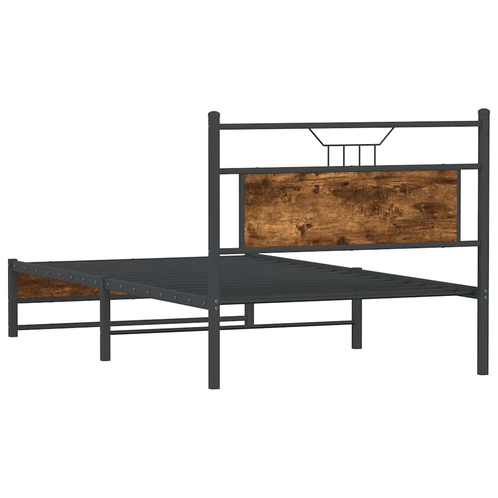 Bed Frame without Mattress Smoked Oak 100x190 cm Engineered Wood