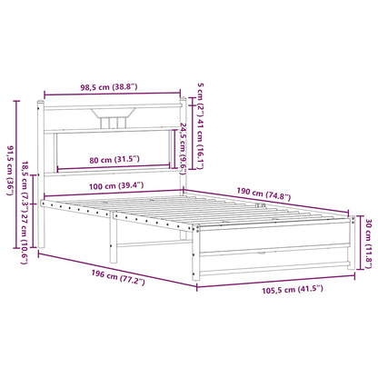 Bed Frame without Mattress Smoked Oak 100x190 cm Engineered Wood