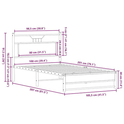 Bed Frame without Mattress Smoked Oak 100x200 cm Engineered Wood