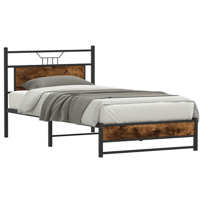 Bed Frame without Mattress Smoked Oak 107x203 cm Engineered Wood