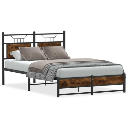 Bed Frame without Mattress Smoked Oak 120x190 cm Small Double Engineered Wood