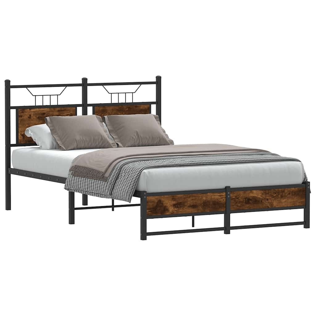 Bed Frame without Mattress Smoked Oak 120x190 cm Small Double Engineered Wood