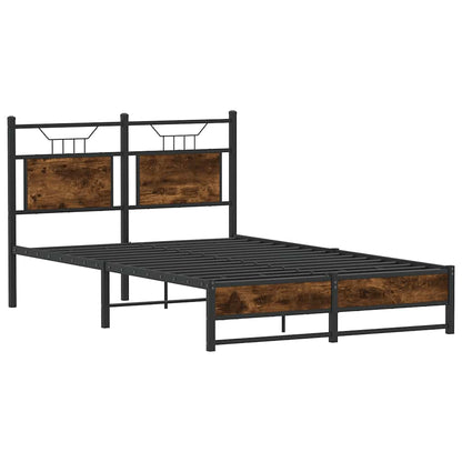 Bed Frame without Mattress Smoked Oak 120x190 cm Small Double Engineered Wood