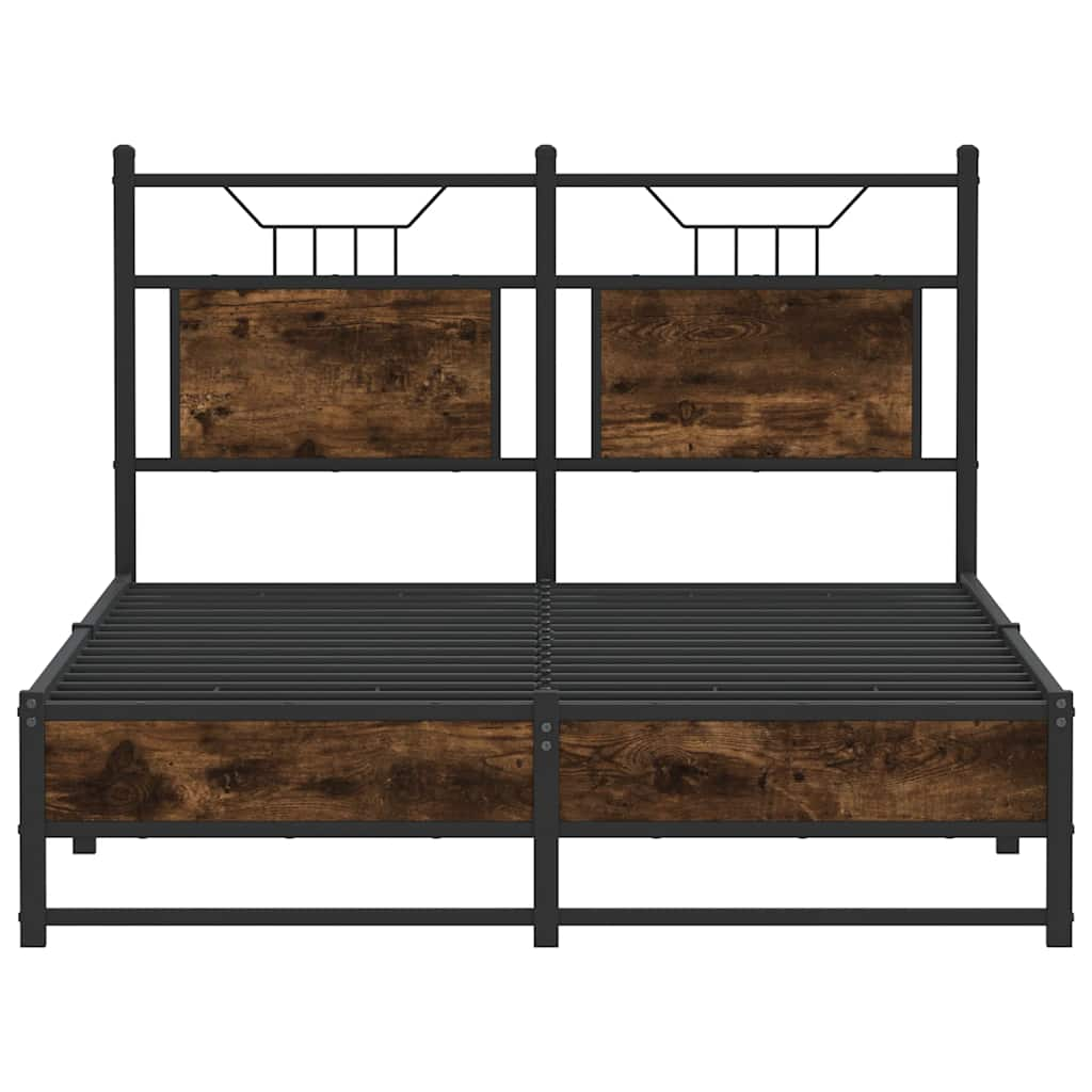 Bed Frame without Mattress Smoked Oak 120x190 cm Small Double Engineered Wood