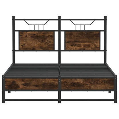 Bed Frame without Mattress Smoked Oak 120x190 cm Small Double Engineered Wood