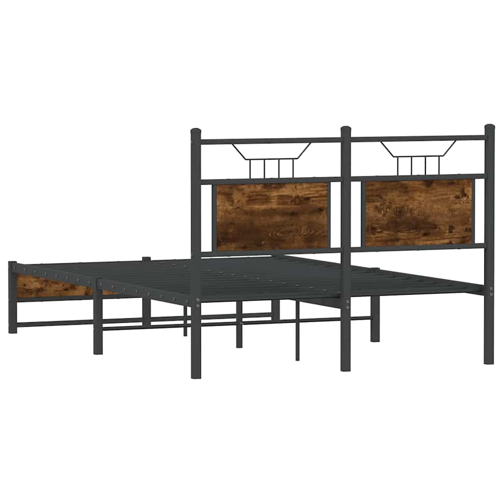 Bed Frame without Mattress Smoked Oak 120x190 cm Small Double Engineered Wood