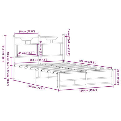 Bed Frame without Mattress Smoked Oak 120x190 cm Small Double Engineered Wood