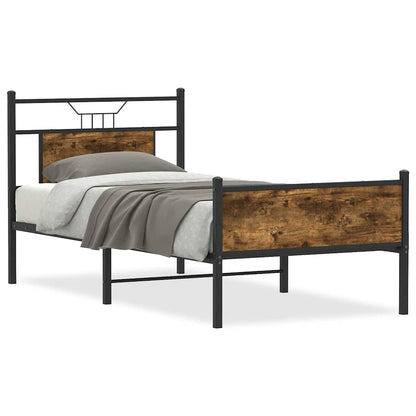 Bed Frame without Mattress Smoked Oak 75x190 cm Small Single Engineered Wood