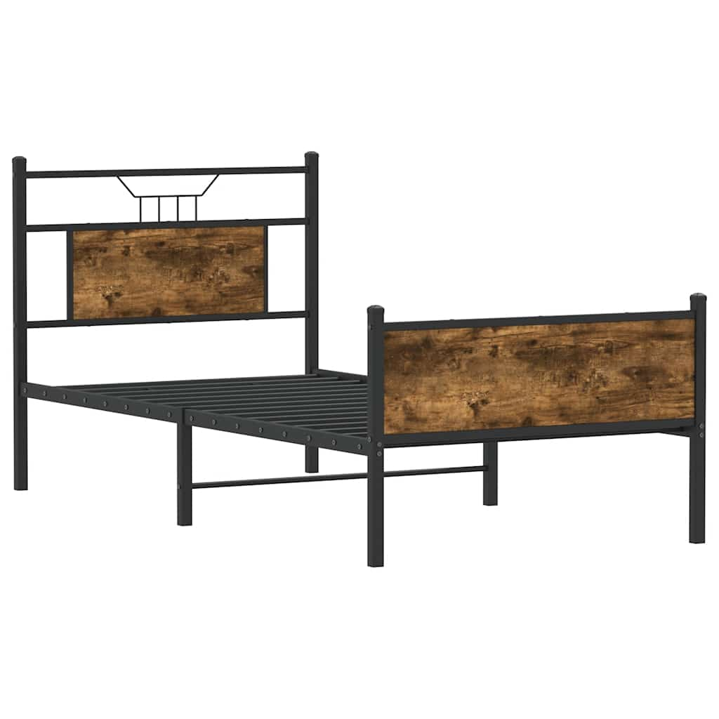 Bed Frame without Mattress Smoked Oak 75x190 cm Small Single Engineered Wood