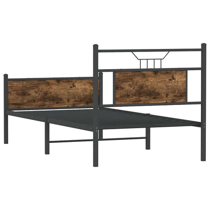 Bed Frame without Mattress Smoked Oak 75x190 cm Small Single Engineered Wood