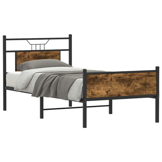 Bed Frame without Mattress Smoked Oak 90x190 cm Single Engineered Wood