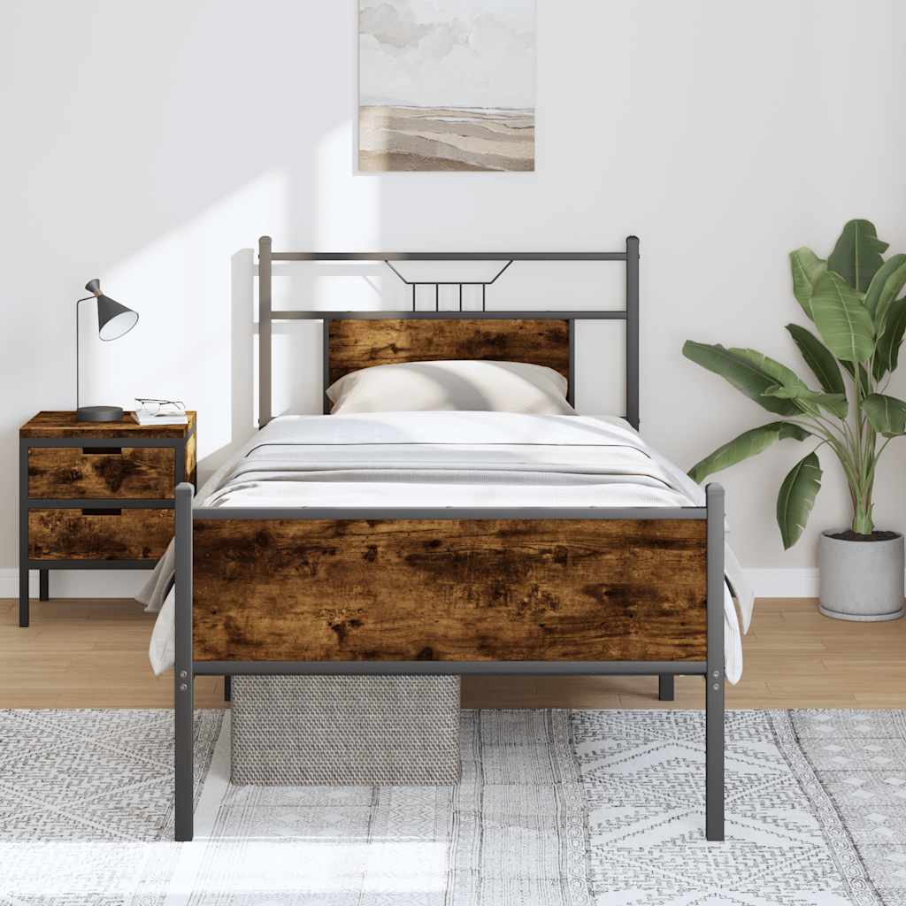 Bed Frame without Mattress Smoked Oak 90x200 cm Engineered Wood