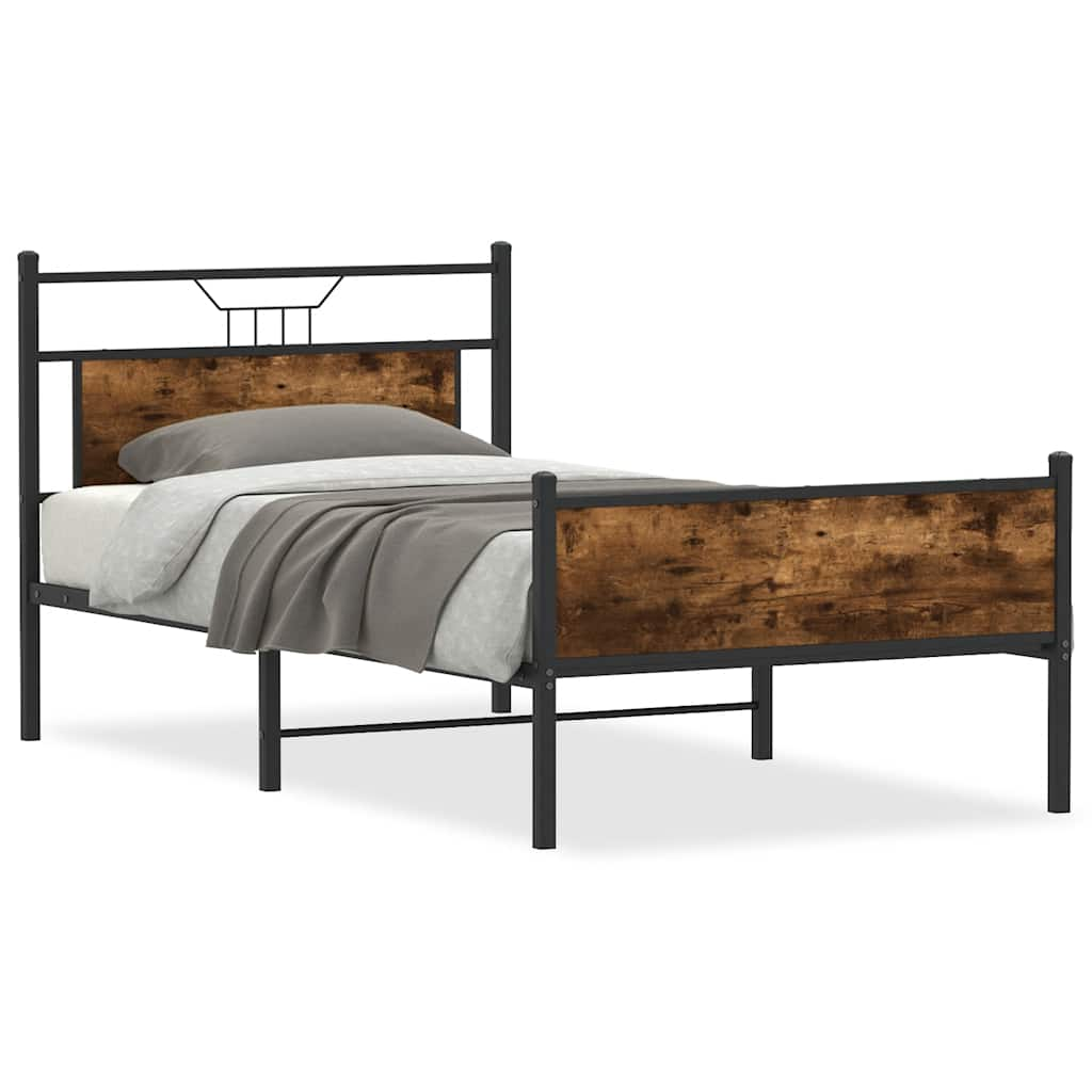 Bed Frame without Mattress Smoked Oak 100x200 cm Engineered Wood