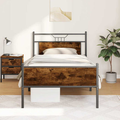 Bed Frame without Mattress Smoked Oak 100x200 cm Engineered Wood