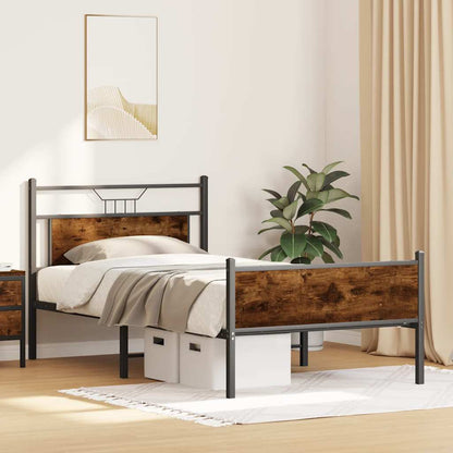 Bed Frame without Mattress Smoked Oak 100x200 cm Engineered Wood