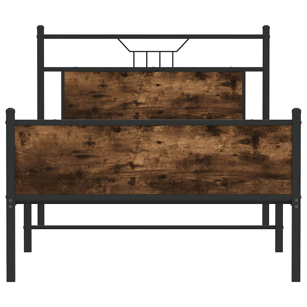 Bed Frame without Mattress Smoked Oak 100x200 cm Engineered Wood