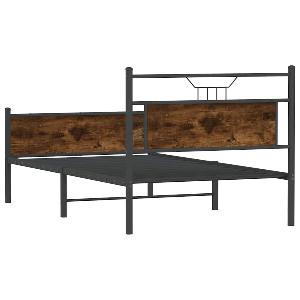 Bed Frame without Mattress Smoked Oak 100x200 cm Engineered Wood