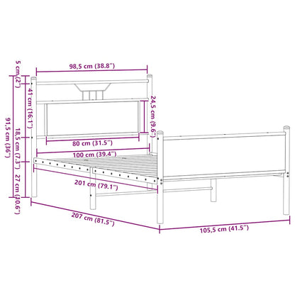 Bed Frame without Mattress Smoked Oak 100x200 cm Engineered Wood