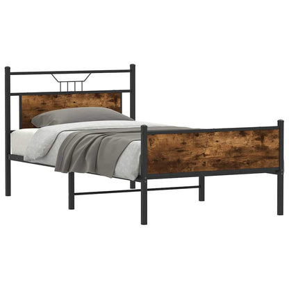 Bed Frame without Mattress Smoked Oak 100x200 cm Engineered Wood