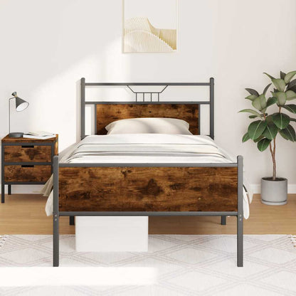 Bed Frame without Mattress Smoked Oak 107x203 cm Engineered Wood