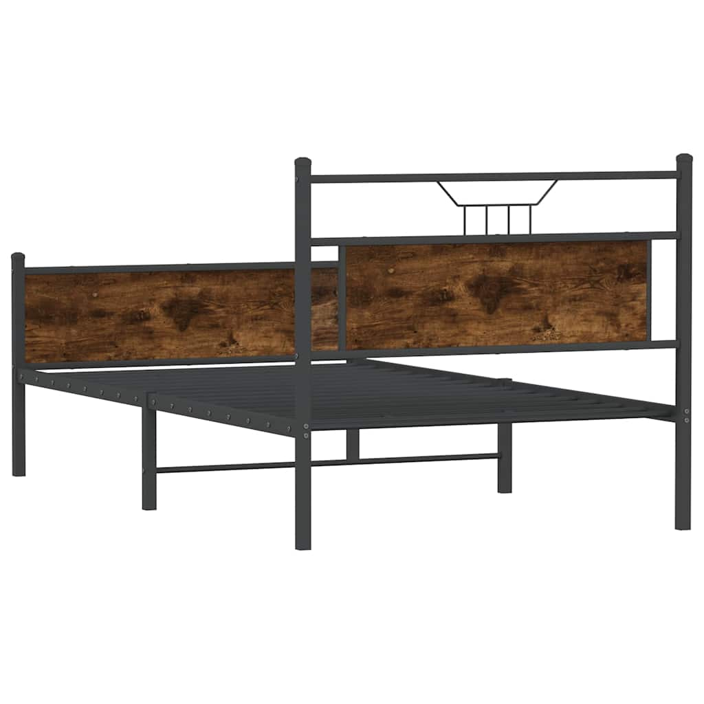 Bed Frame without Mattress Smoked Oak 107x203 cm Engineered Wood