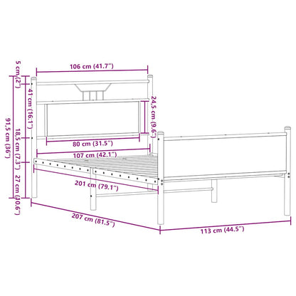 Bed Frame without Mattress Smoked Oak 107x203 cm Engineered Wood