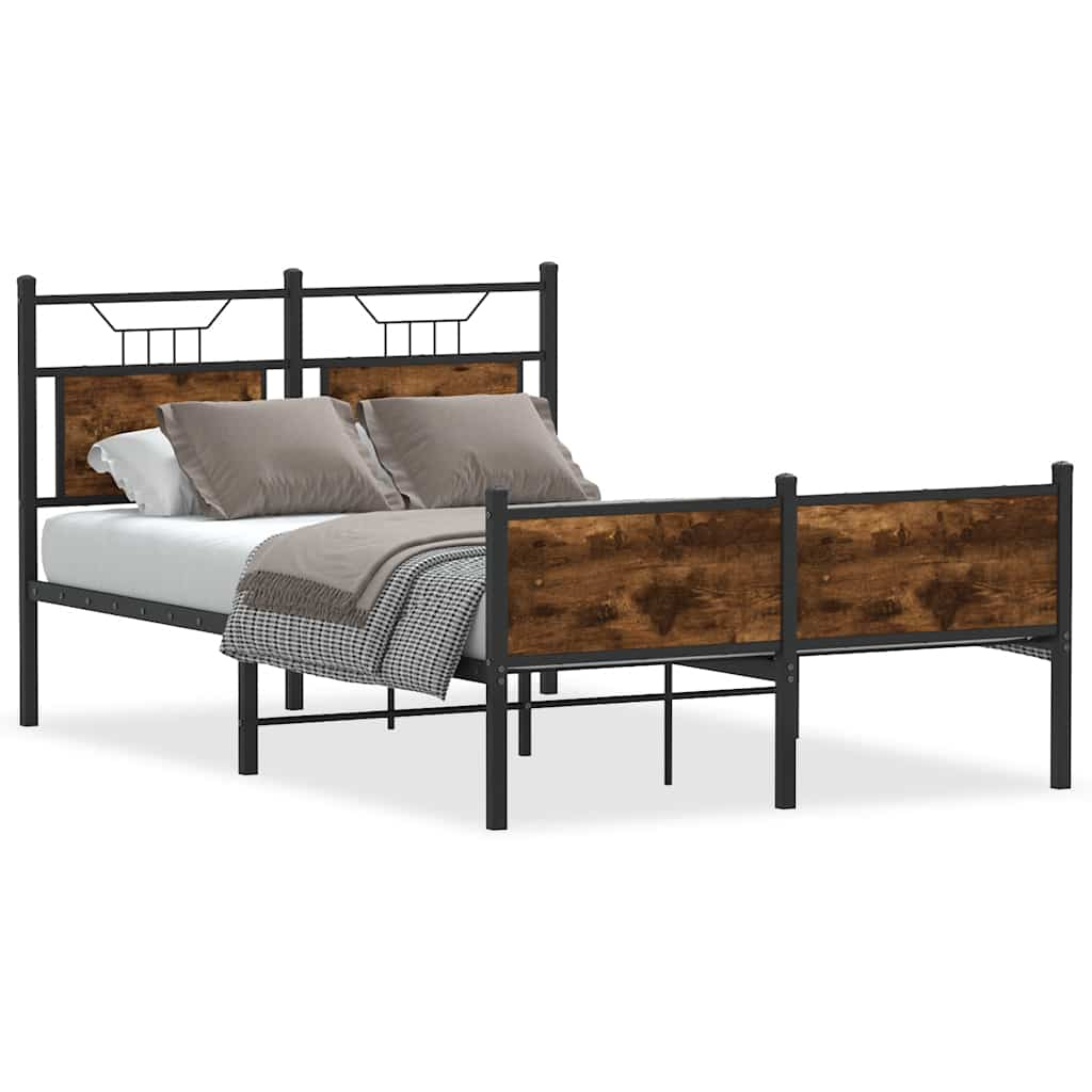 Bed Frame without Mattress Smoked Oak 120x190 cm Small Double Engineered Wood