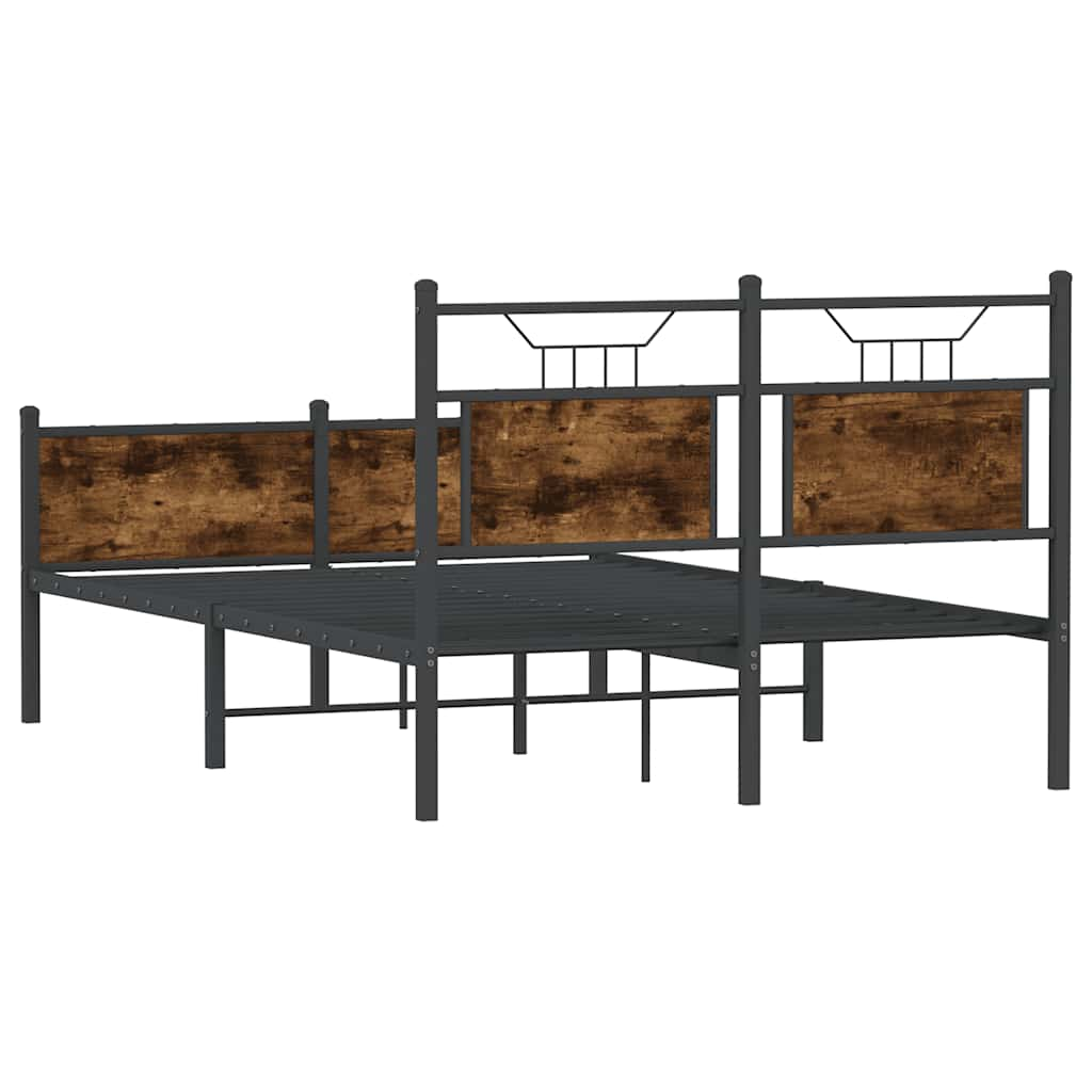 Bed Frame without Mattress Smoked Oak 120x190 cm Small Double Engineered Wood