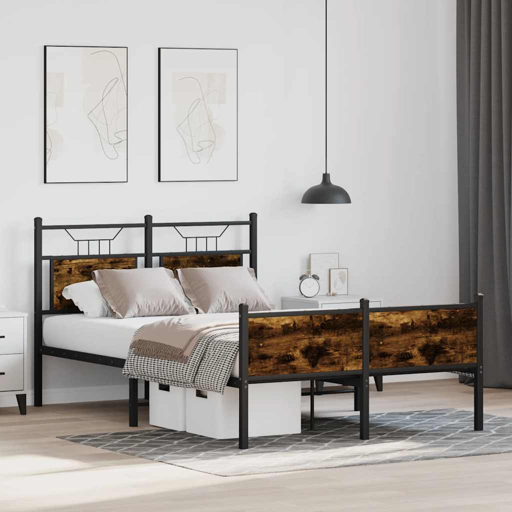 Bed Frame without Mattress Smoked Oak 120x200 cm Engineered Wood