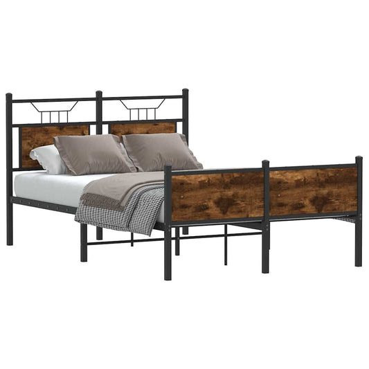 Bed Frame without Mattress Smoked Oak 120x200 cm Engineered Wood