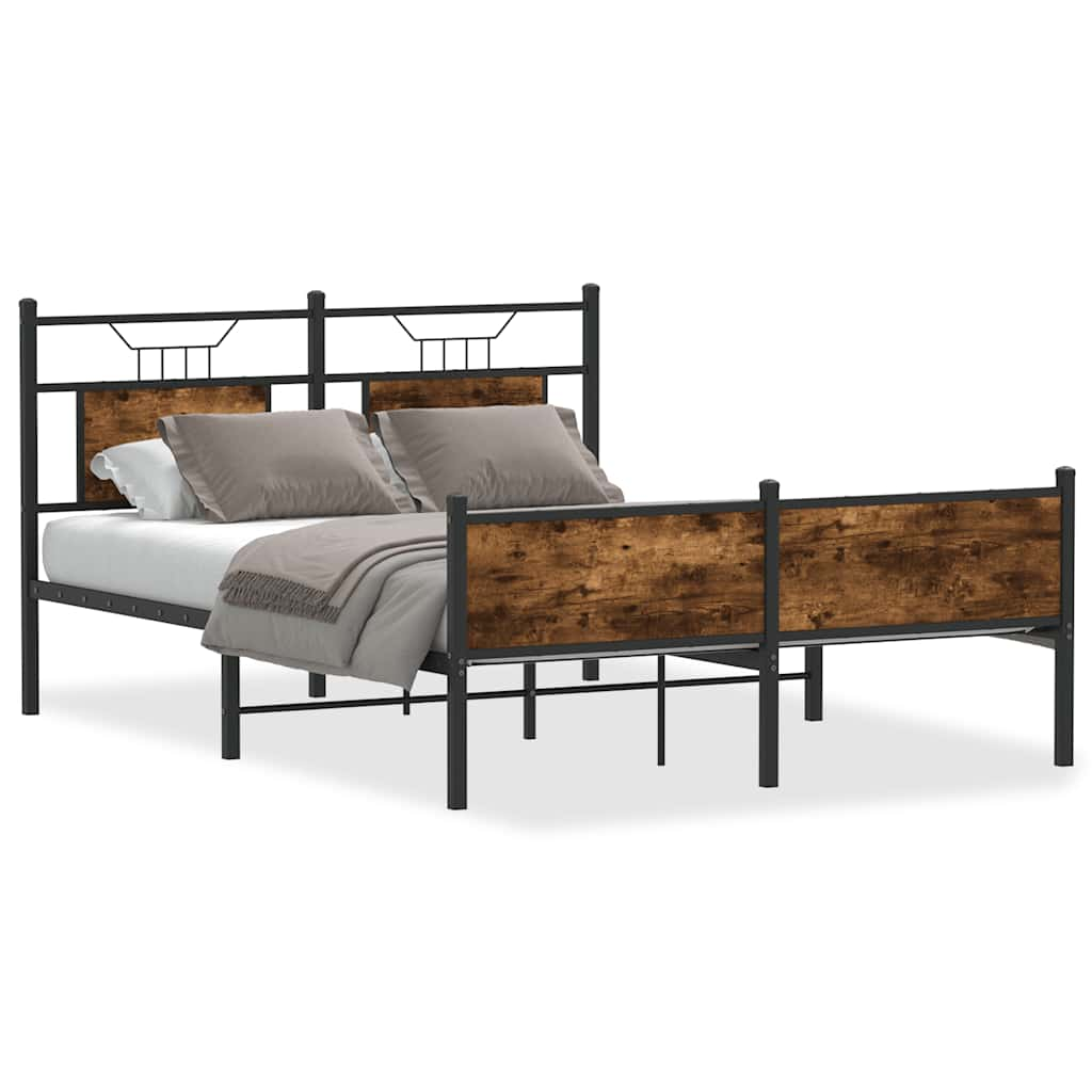 Bed Frame without Mattress Smoked Oak 137x190 cm Engineered Wood