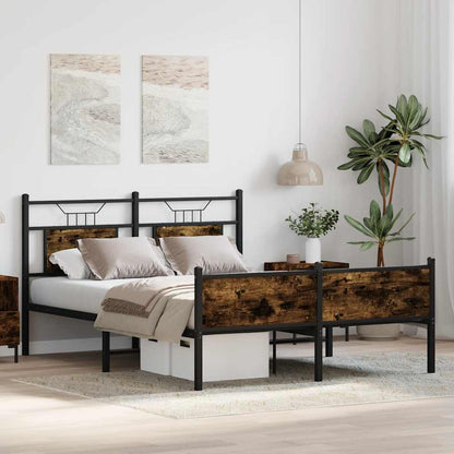 Bed Frame without Mattress Smoked Oak 137x190 cm Engineered Wood