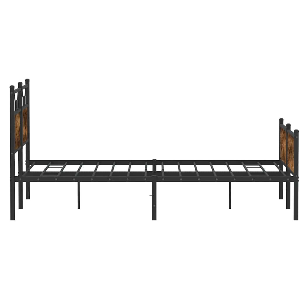 Bed Frame without Mattress Smoked Oak 137x190 cm Engineered Wood