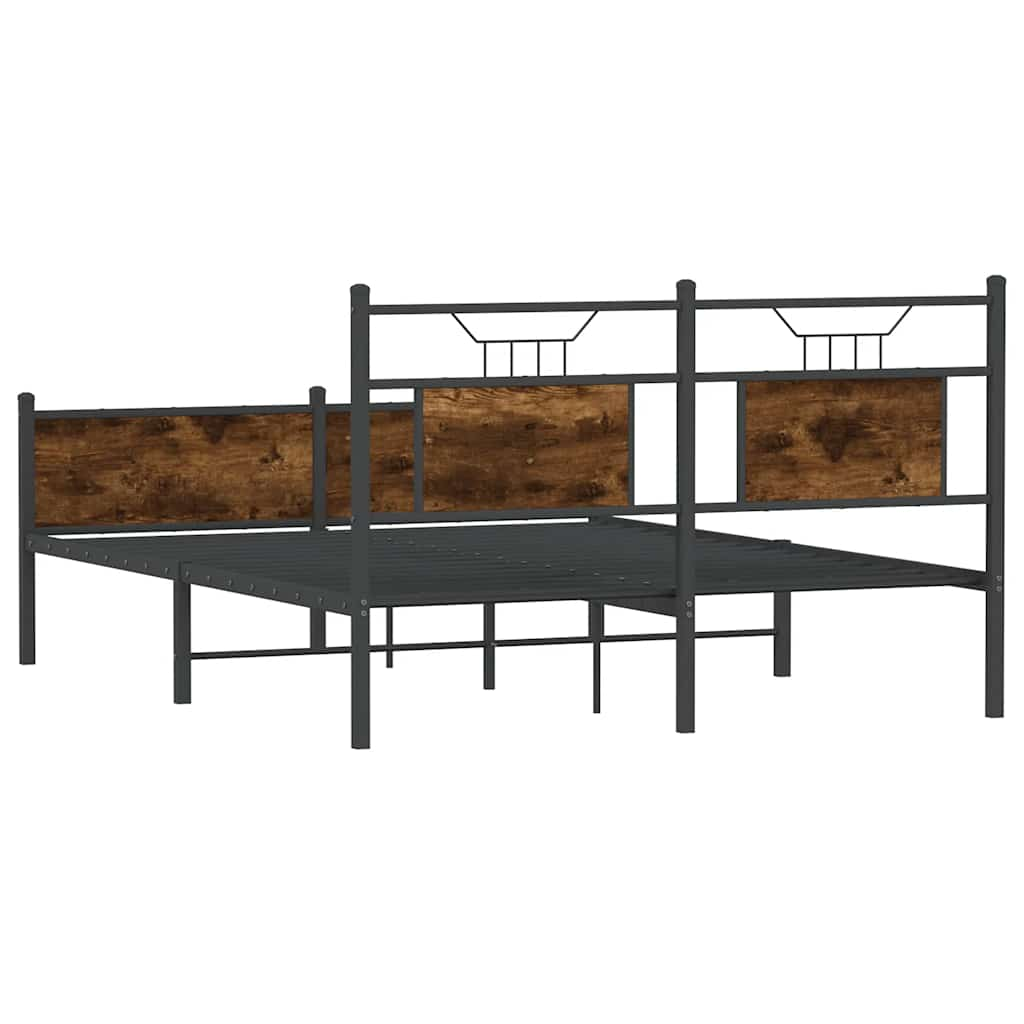 Bed Frame without Mattress Smoked Oak 137x190 cm Engineered Wood