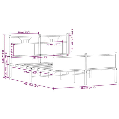 Bed Frame without Mattress Smoked Oak 137x190 cm Engineered Wood