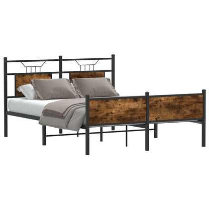 Bed Frame without Mattress Smoked Oak 137x190 cm Engineered Wood