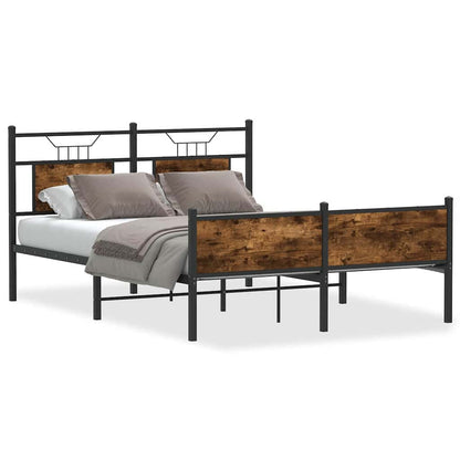 Bed Frame without Mattress Smoked Oak 140x190 cm Engineered Wood