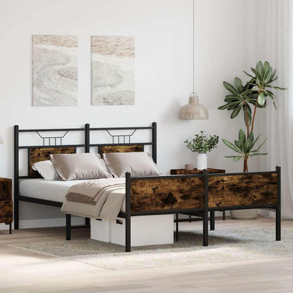 Bed Frame without Mattress Smoked Oak 150x200 cm King Size Engineered Wood