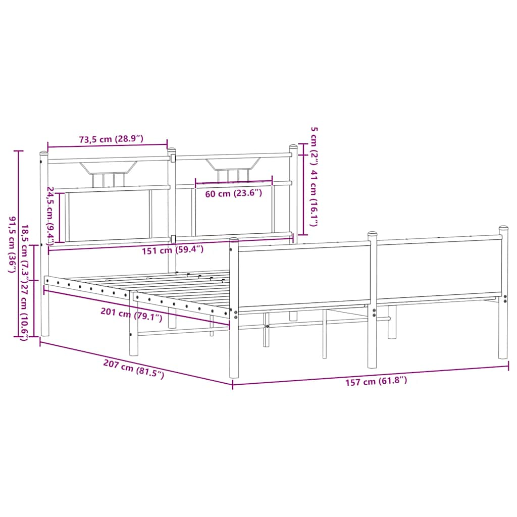 Bed Frame without Mattress Smoked Oak 150x200 cm King Size Engineered Wood