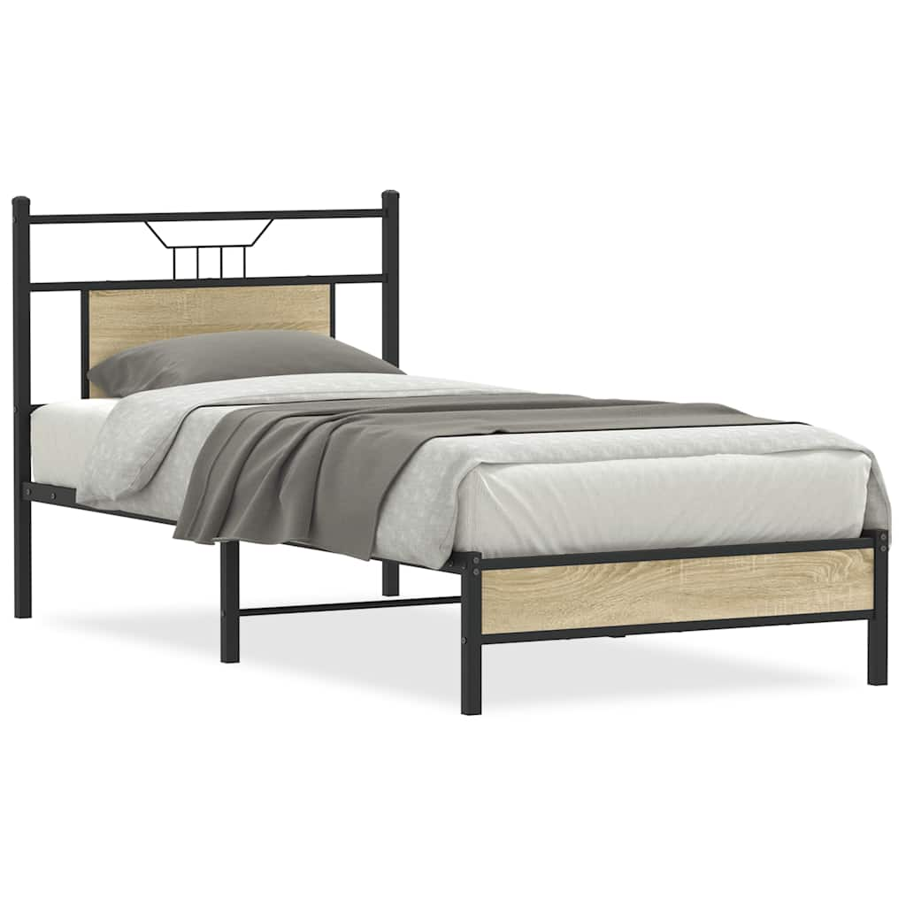 Bed Frame without Mattress Sonoma Oak 75x190 cm Small Single Engineered Wood