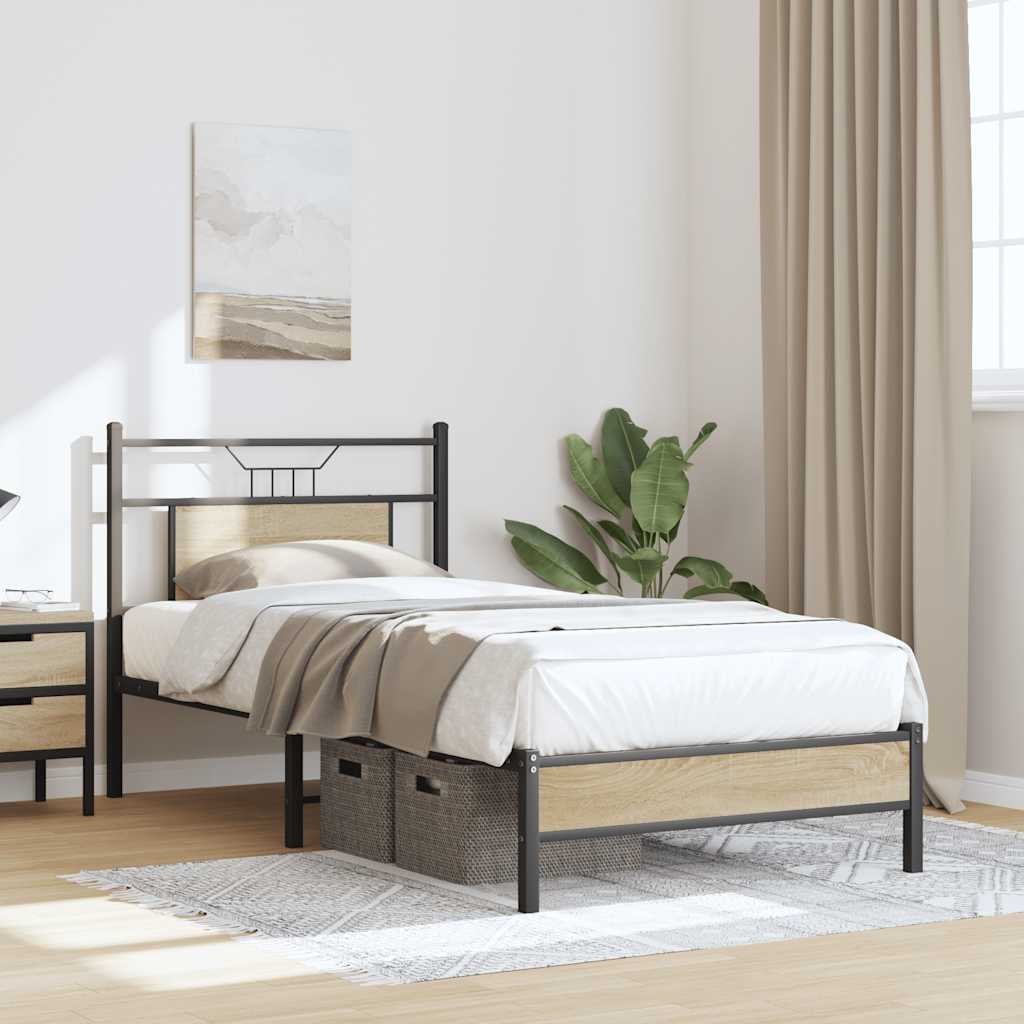 Bed Frame without Mattress Sonoma Oak 75x190 cm Small Single Engineered Wood