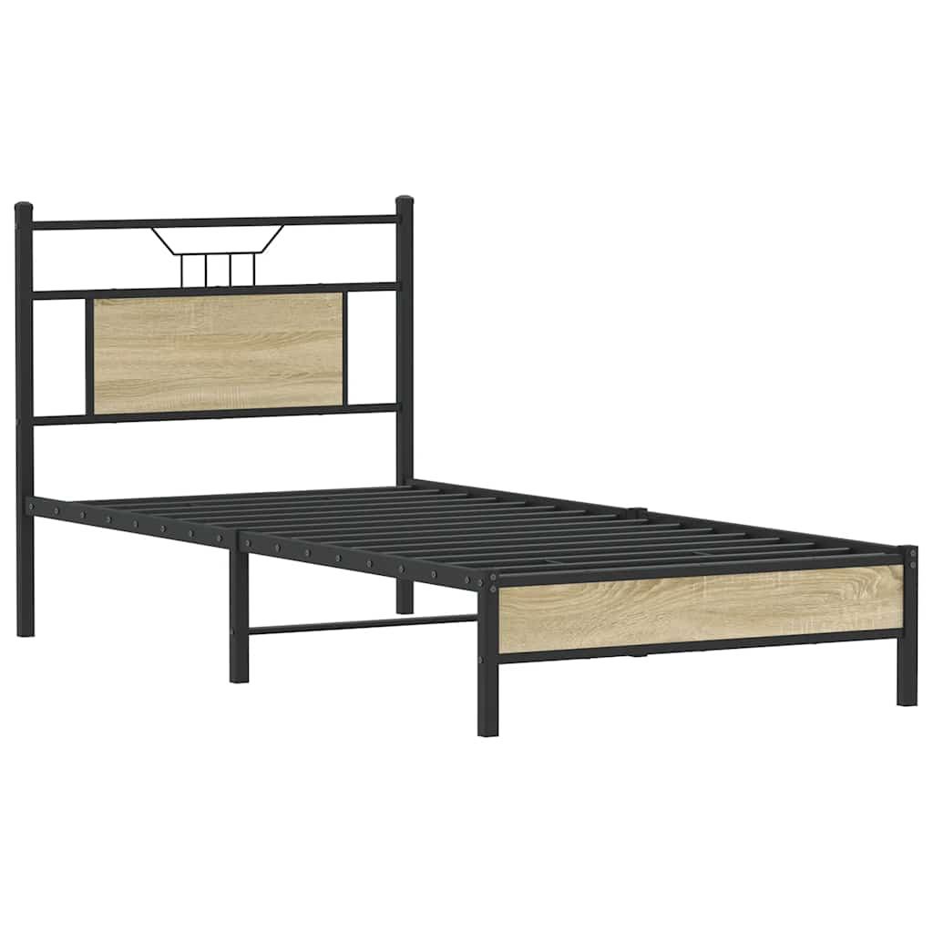 Bed Frame without Mattress Sonoma Oak 75x190 cm Small Single Engineered Wood