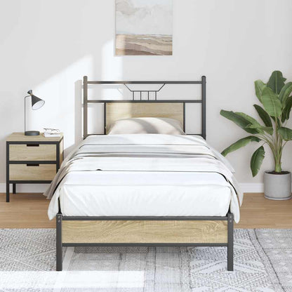 Bed Frame without Mattress Sonoma Oak 75x190 cm Small Single Engineered Wood