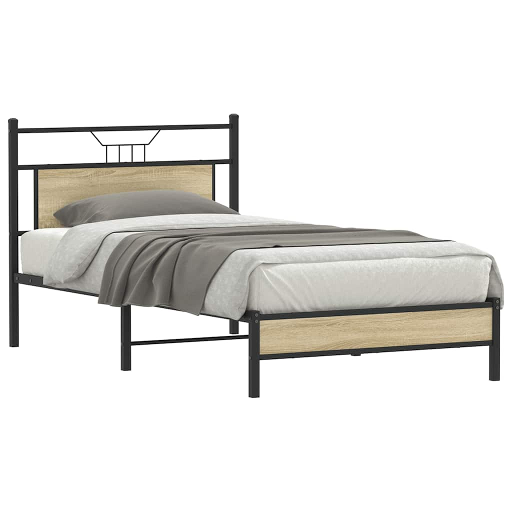 Bed Frame without Mattress Sonoma Oak 107x203 cm Engineered Wood